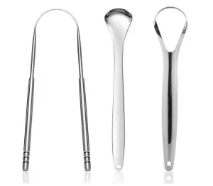 NEW 3 pack Metal Tongue Scraper, Tongue Scrapers for Adults Kids, Stainless Steel Tounge Scrappers, Tounge Scraper Cleaner, Portable Tongue Cleaner Silver