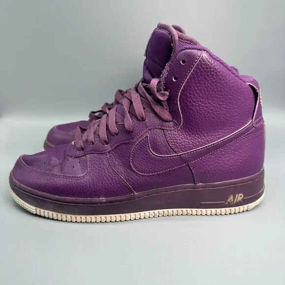 Nike Air Force 1 Men's 9.5 Purple Leather Skate Shoes High Top Athletic Sneakers