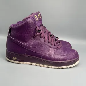 Nike Air Force 1 Men's 9.5 Purple Leather Skate Shoes High Top Athletic Sneakers