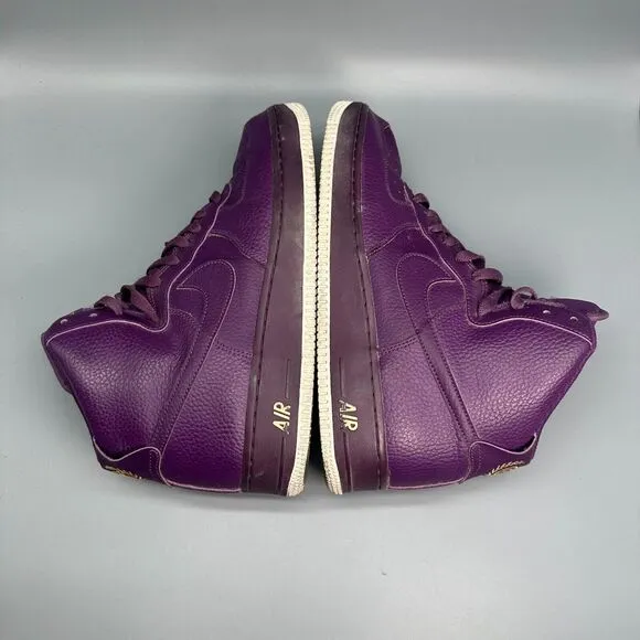 Nike Air Force 1 Men's 9.5 Purple Leather Skate Shoes High Top Athletic Sneakers