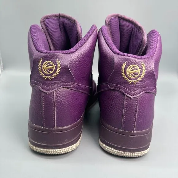 Nike Air Force 1 Men's 9.5 Purple Leather Skate Shoes High Top Athletic Sneakers