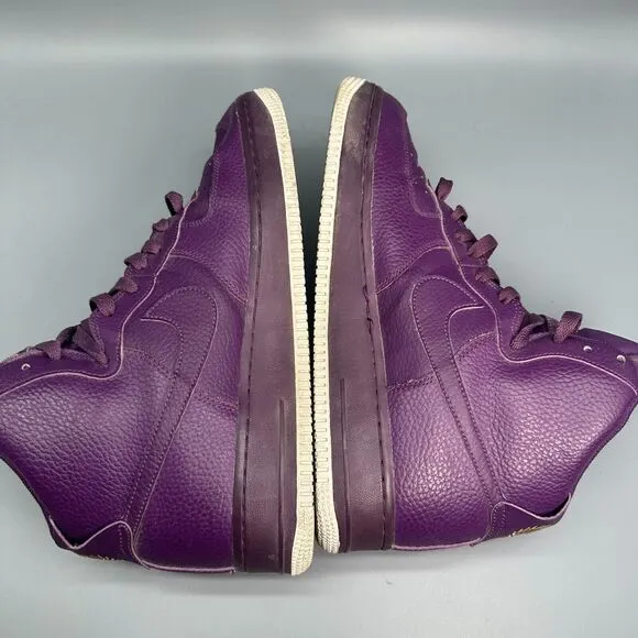 Nike Air Force 1 Men's 9.5 Purple Leather Skate Shoes High Top Athletic Sneakers