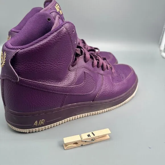 Nike Air Force 1 Men's 9.5 Purple Leather Skate Shoes High Top Athletic Sneakers