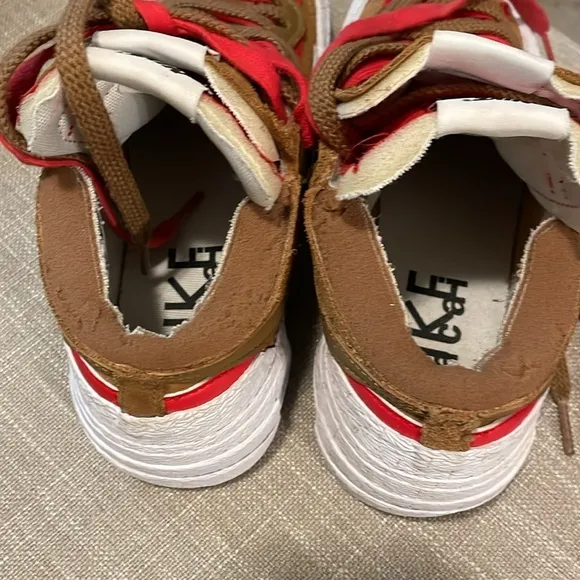 Nike Sacai Blazer LowRider Sneakers Tan and Red Size 5