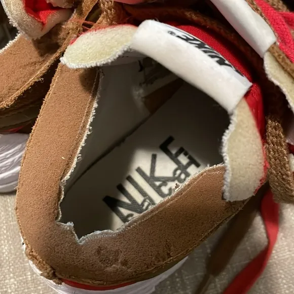 Nike Sacai Blazer LowRider Sneakers Tan and Red Size 5