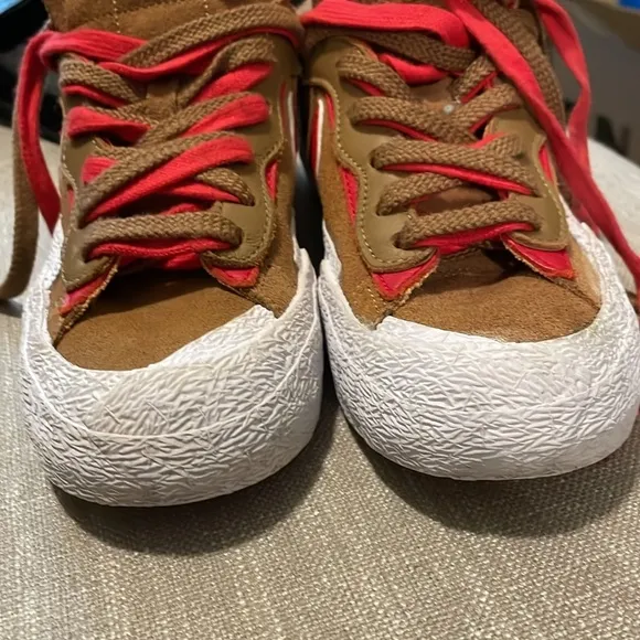 Nike Sacai Blazer LowRider Sneakers Tan and Red Size 5