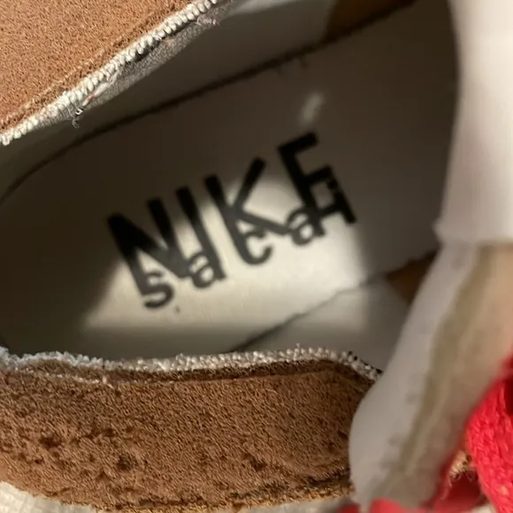 Nike Sacai Blazer LowRider Sneakers Tan and Red Size 5