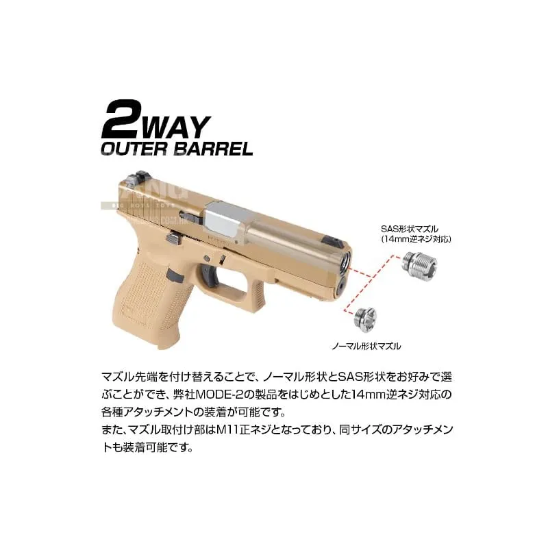 Nine Ball Non-Recoil 2 Way Outer Barrel w/ 14mm CCW Adapter for Umarex (VFC) 19X GBB Airsoft - SV
