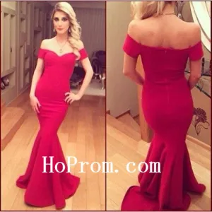 Off Shoulder Prom Dress,Red Satin Prom Dresses,Evening Dress
