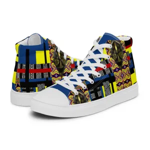 Origen Destination |On-Arrival Point of Origen African Symbol-inspired Women’s high top canvas shoes