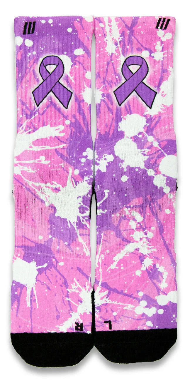 Pancreatic Cancer A Splash of Purple CES Custom Socks