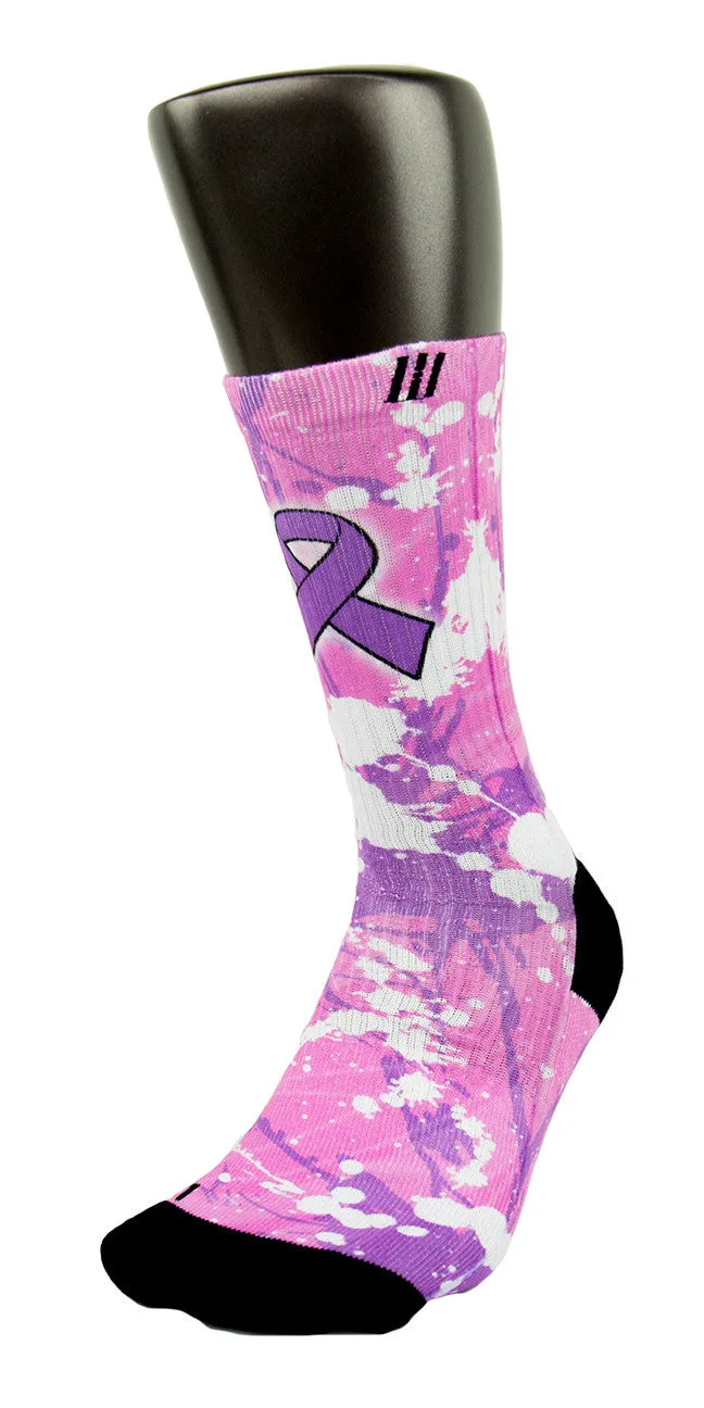 Pancreatic Cancer A Splash of Purple CES Custom Socks