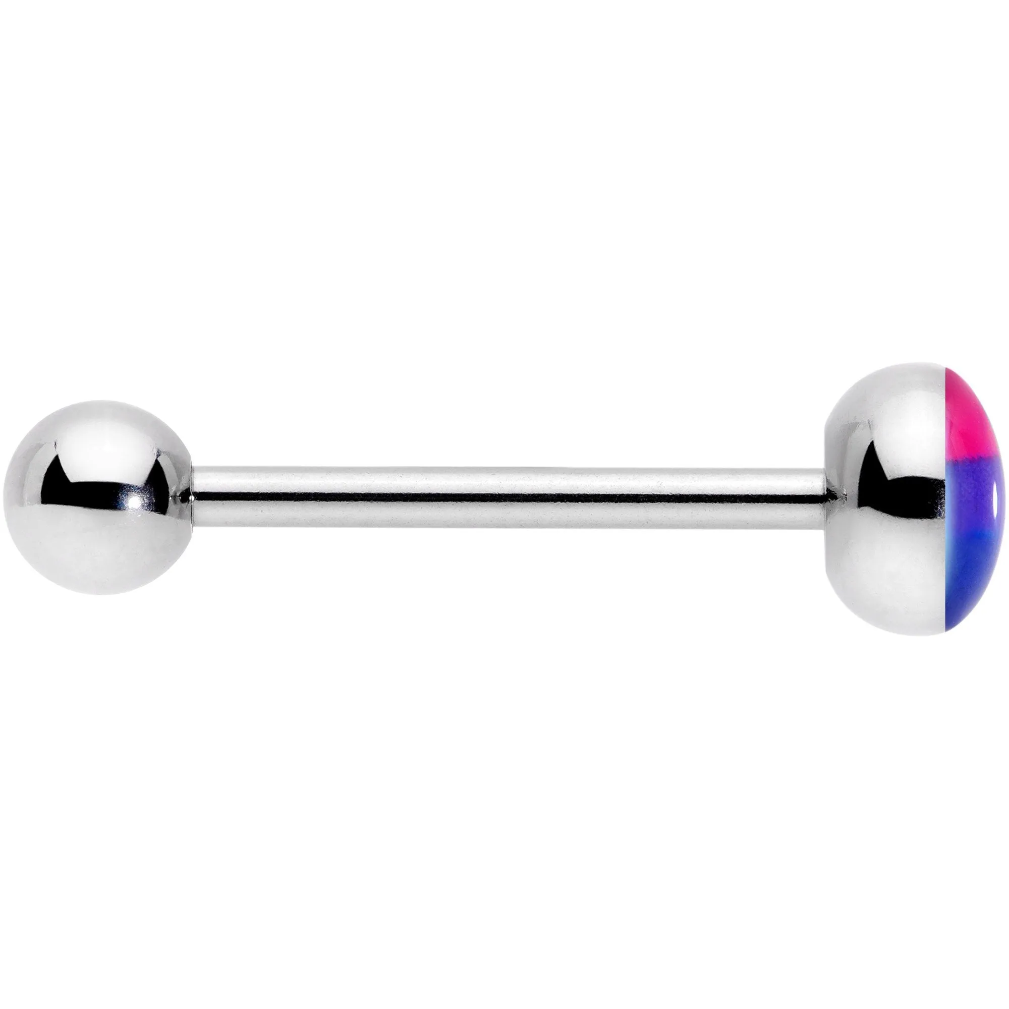 Pink Purple Blue Bisexual Pride Flag Barbell Tongue Ring