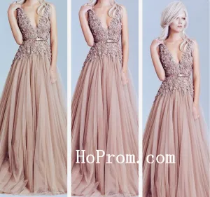 Pink Straps Prom Dresses,Applique Prom Dress,Long Evening Dress