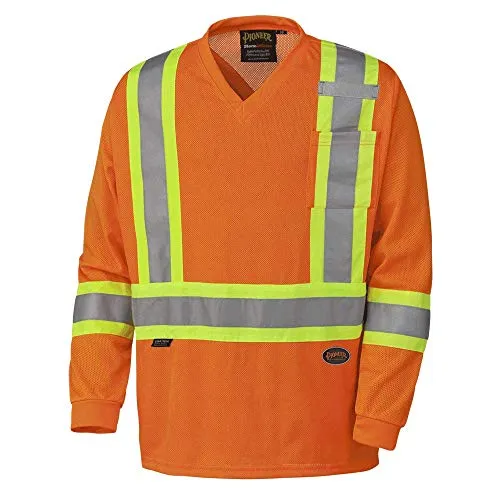 Pioneer Construction Quick-Dry Mesh High Visibility Work Safety Long Sleeve Shirt