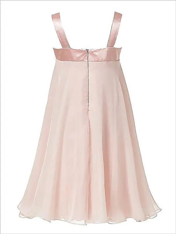 Princess Chiffon Straps Flower Girl Dresses Floor Length With Hand-Made Flower