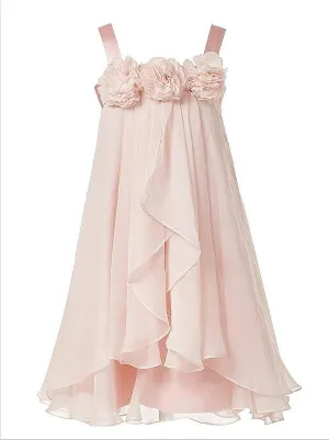 Princess Chiffon Straps Flower Girl Dresses Floor Length With Hand-Made Flower
