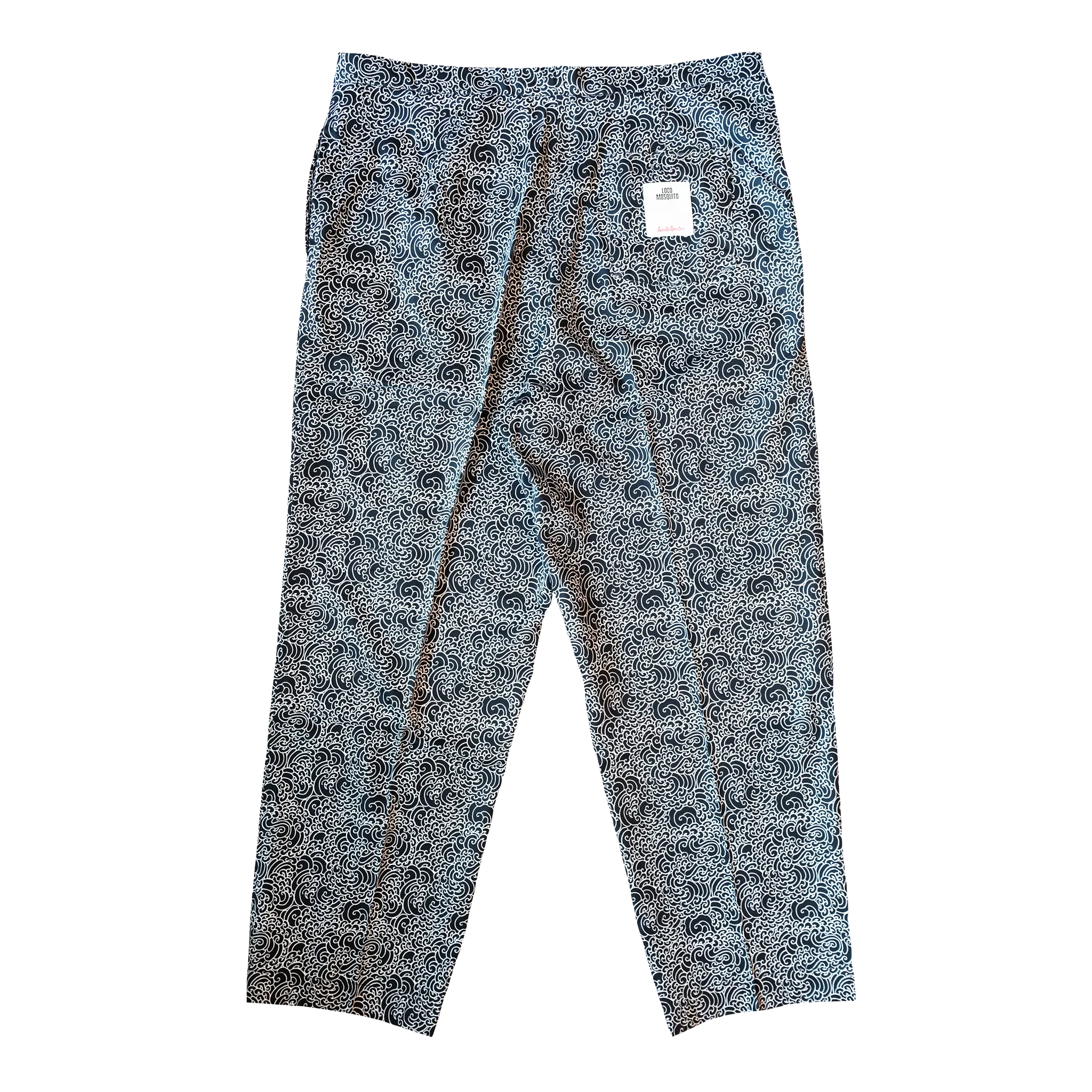 "GUY LE TATOOER X LOCO MOSQUITO" ALLOVER BLACK WAVES MENS TROUSERS