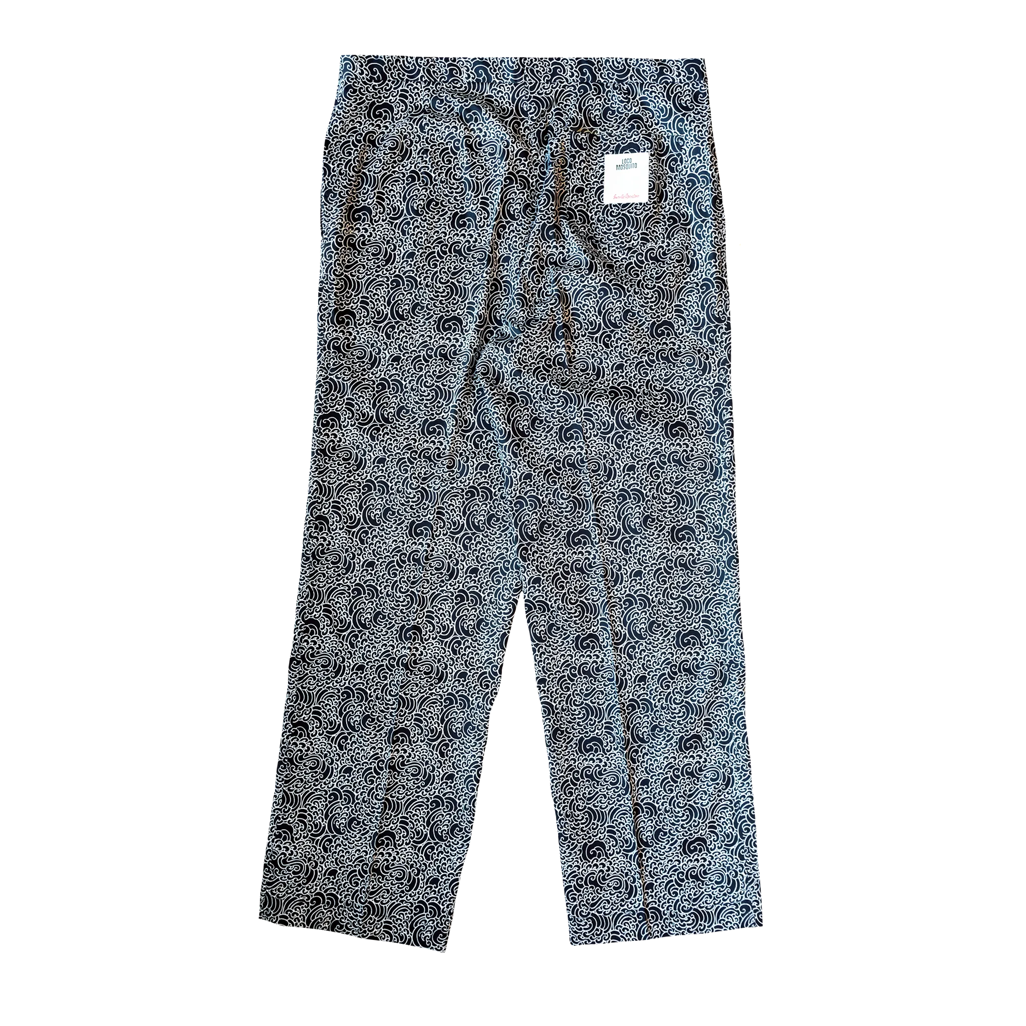 "GUY LE TATOOER X LOCO MOSQUITO" ALLOVER BLACK WAVES WOMENS TROUSERS