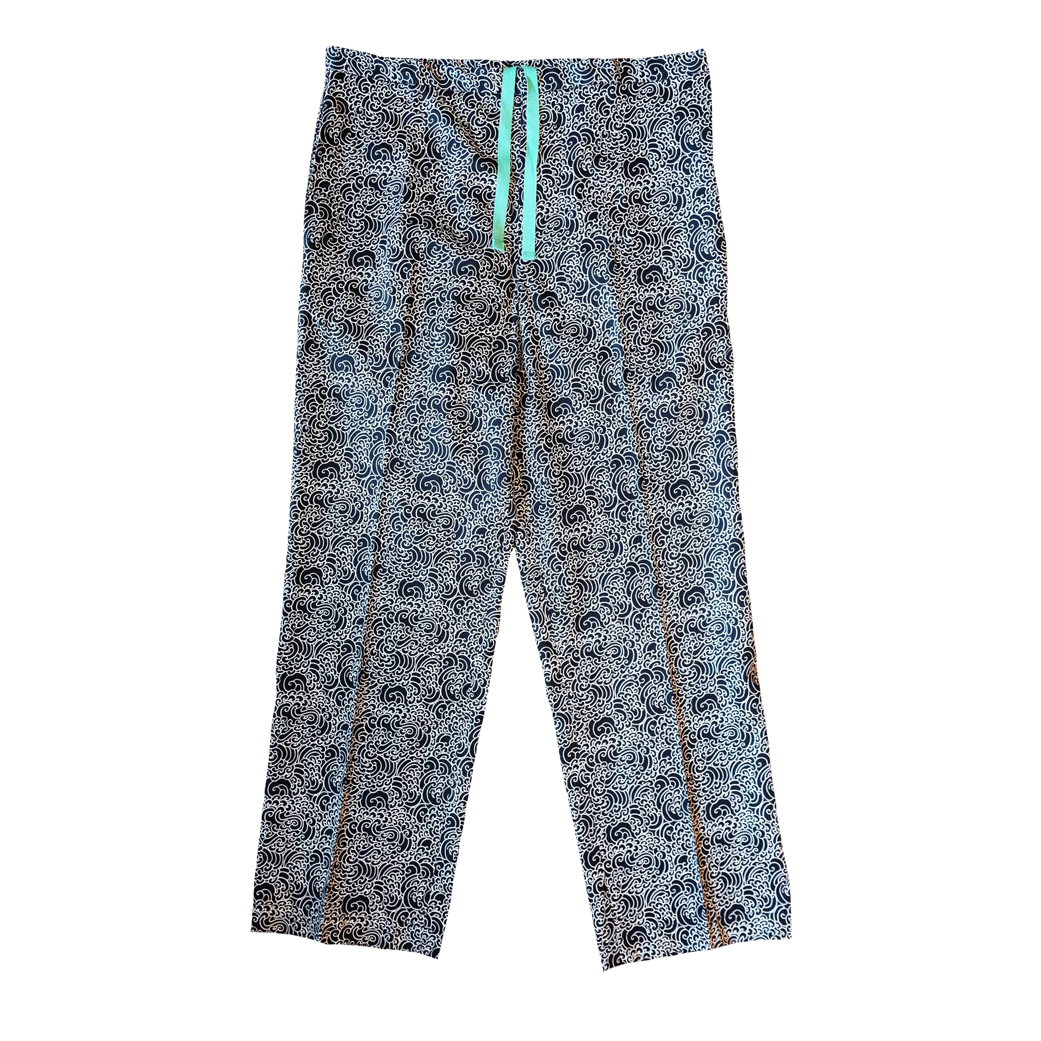 "GUY LE TATOOER X LOCO MOSQUITO" ALLOVER BLACK WAVES WOMENS TROUSERS