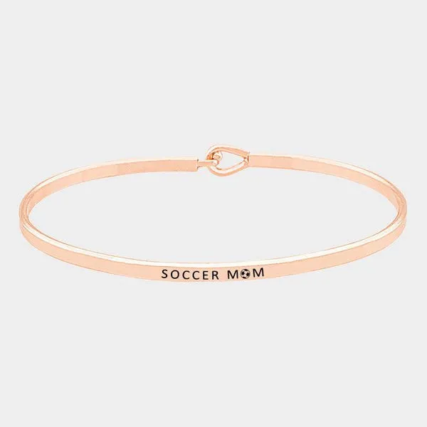 "SOCCER MOM" Rose Gold Thin Metal Hook Bracelet