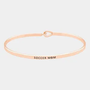 "SOCCER MOM" Rose Gold Thin Metal Hook Bracelet