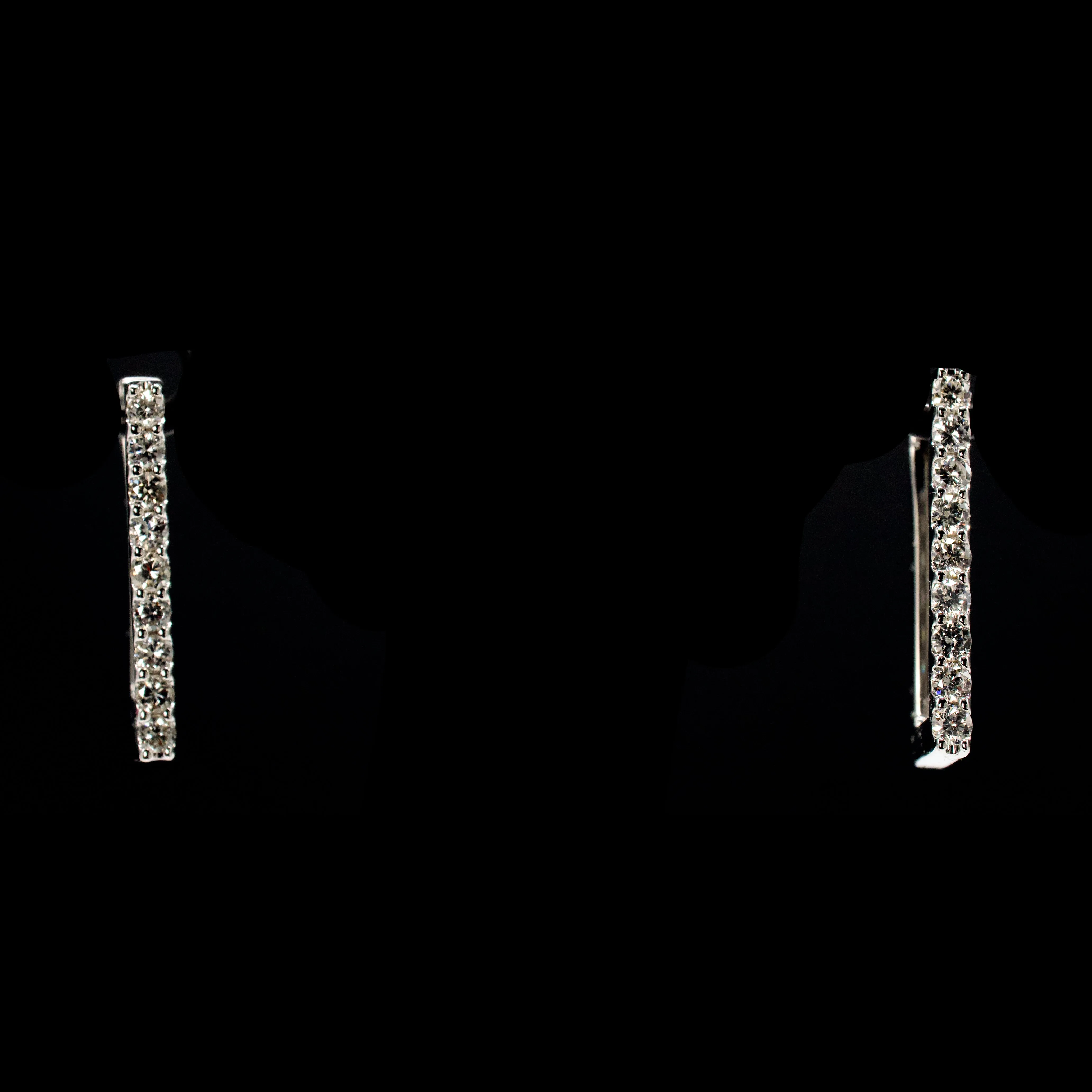 Rectangular Diamond Hoop Earrings with Latch Backs