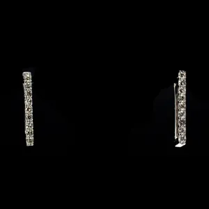 Rectangular Diamond Hoop Earrings with Latch Backs