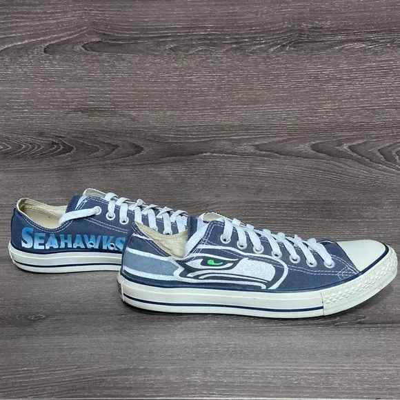 Seattle Seahawks Converse All Star Mens Size 9 Shoes Custom Low Top Blue Sneaker