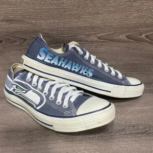 Seattle Seahawks Converse All Star Mens Size 9 Shoes Custom Low Top Blue Sneaker