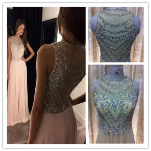 See Through Back Prom Dresses,Pink Prom Dress,Evening Dress