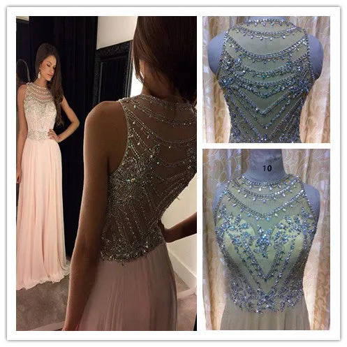 See Through Back Prom Dresses,Pink Prom Dress,Evening Dress