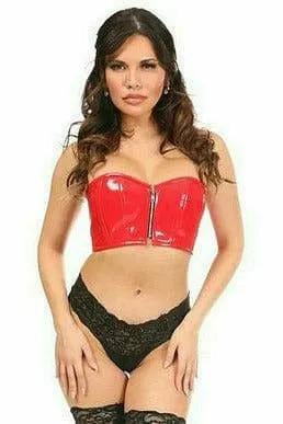 Sexy Red Patent Short Bustier Top