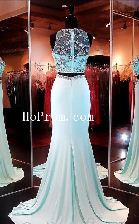 Sheer Mermaid Prom Dresses,Two Piece Prom Dress,Evening Dress