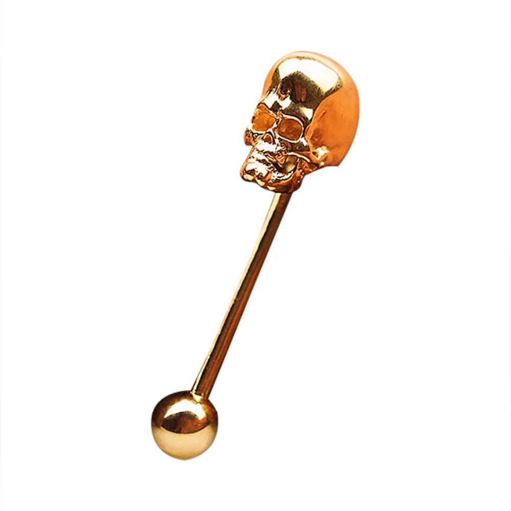 Skull Head Barbell Tongue Ring