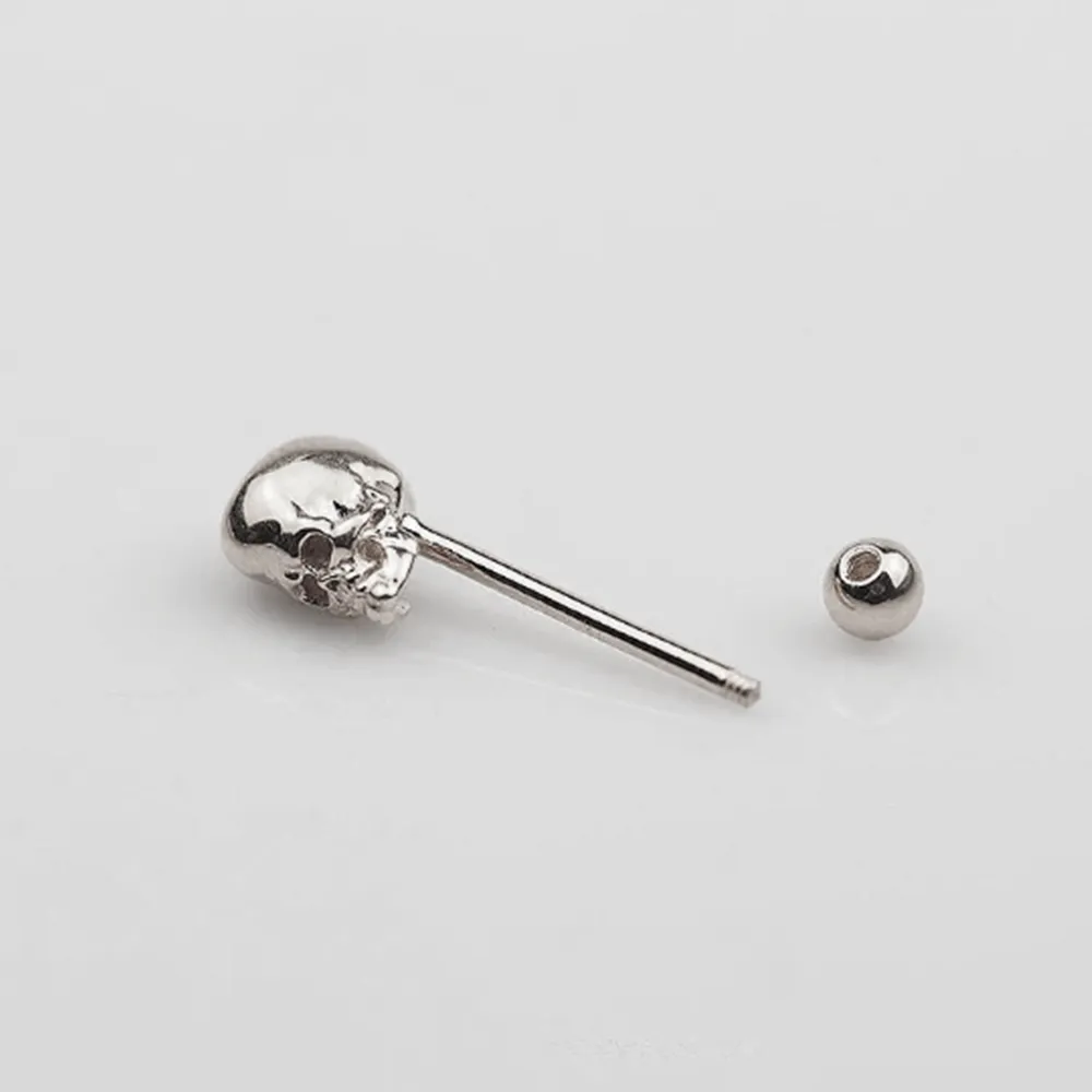Skull Head Barbell Tongue Ring