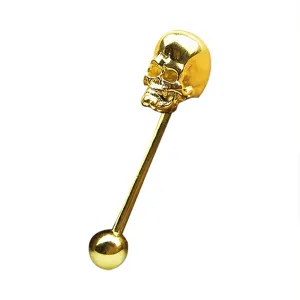 Skull Head Barbell Tongue Ring