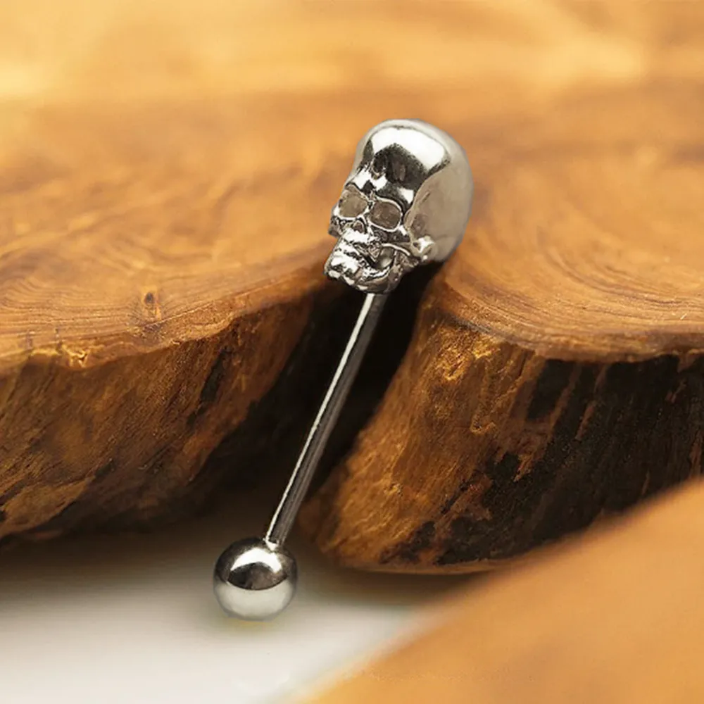 Skull Head Barbell Tongue Ring