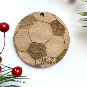 Soccerball Personalized Wood Christmas Ornament
