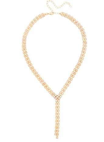 Sorrelli Kaylyn Lariat Tennis Necklace - Bright Gold Crystal