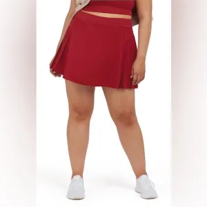 SPANX Get Moving Pleated Skirt Skort Rich Red Pocket