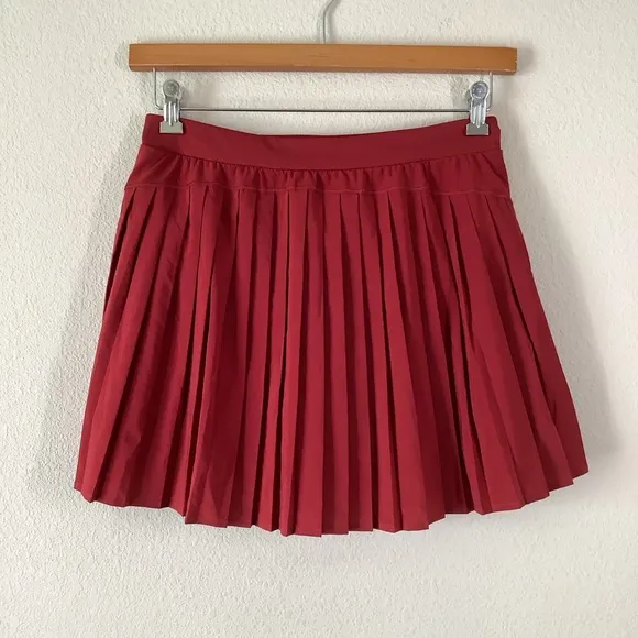SPANX Get Moving Pleated Skirt Skort Rich Red Pocket