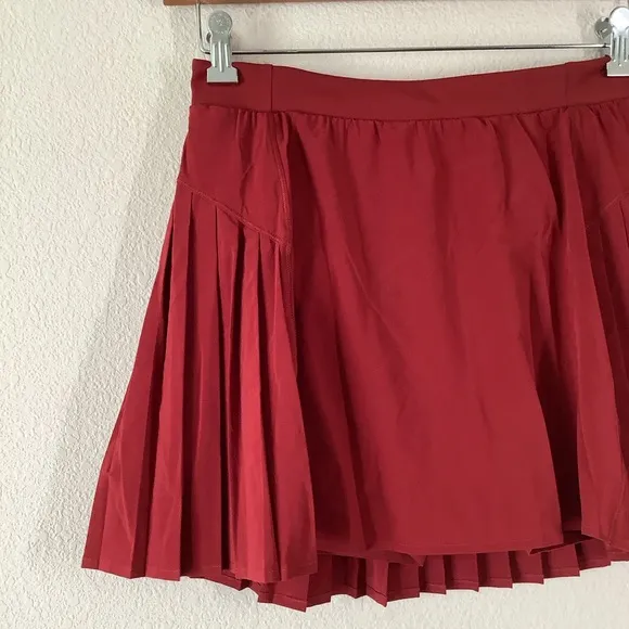 SPANX Get Moving Pleated Skirt Skort Rich Red Pocket