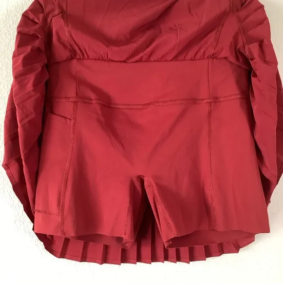 SPANX Get Moving Pleated Skirt Skort Rich Red Pocket