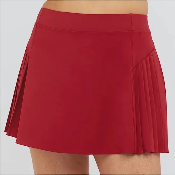 SPANX Get Moving Pleated Skirt Skort Rich Red Pocket
