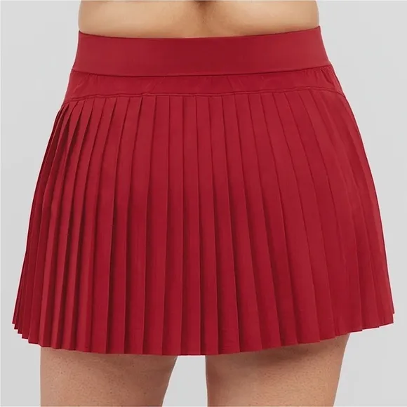 SPANX Get Moving Pleated Skirt Skort Rich Red Pocket