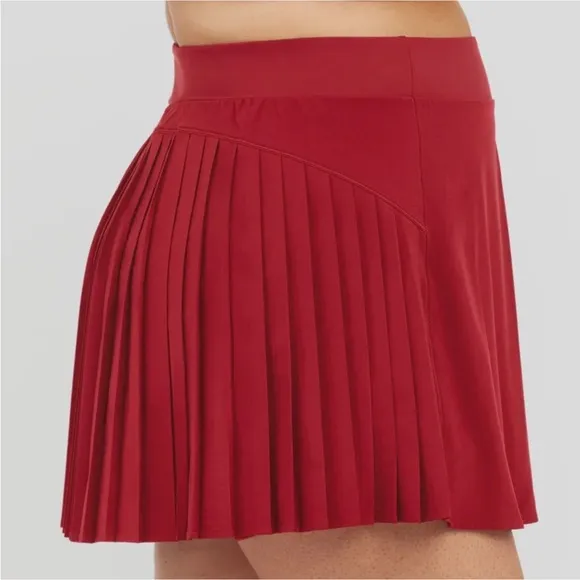 SPANX Get Moving Pleated Skirt Skort Rich Red Pocket