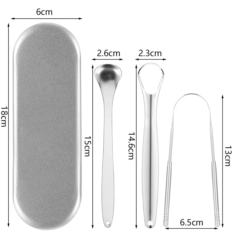 Spot Stainless Steel Tongue Coating Cleaning Oral Tongue Scraper Adult Manual Tongue Coating Tongue Scraper Three-Piece Set