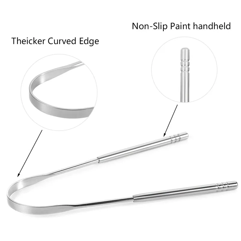 Spot Stainless Steel Tongue Coating Cleaning Oral Tongue Scraper Adult Manual Tongue Coating Tongue Scraper Three-Piece Set
