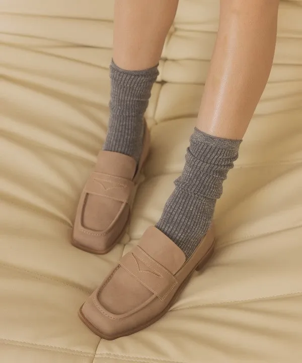 Square Toe Penny Loafers